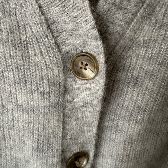 J. Crew Ribbed V-Neck Cardigan Sweater, Light Grey - Picture 5 of 6